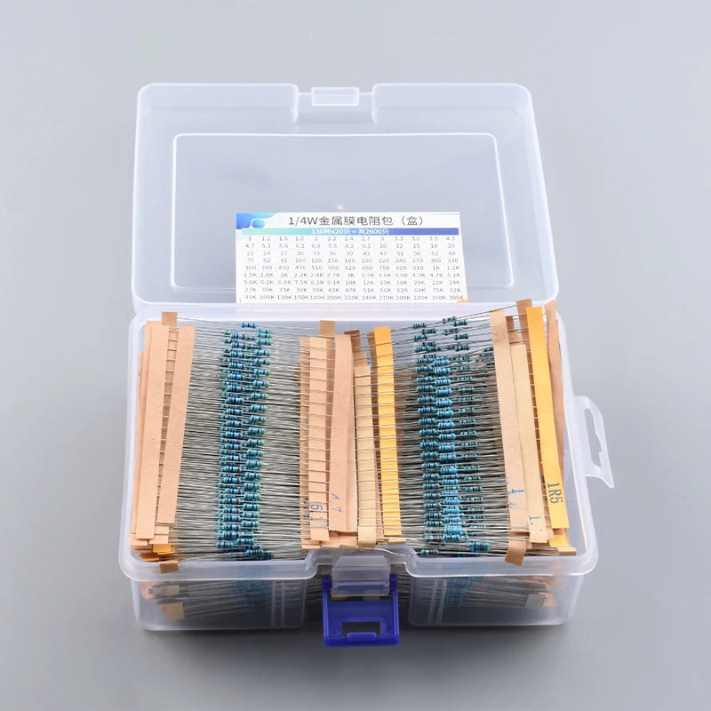 Snvi Resistor Kit 1/4W 1% Metal Film Resistors Set 300pcs 600pcs 820pcs 2600pcs 30 41 130 Values Electronic Components