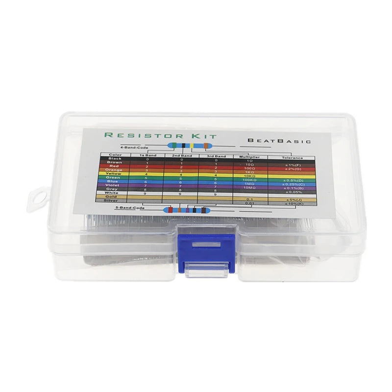 600pcs 1% Resistor Set Resistance 1/4W Metal Film Resistors Kit 10Ohm ~1M Ohm 30Values Electronic Components Kit