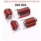 5pcs Flat Copper Wire High Current Magnetic Rod Inductor 30a 80a Rod Line Plug Plc Filter Energy Storage Power Coil