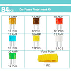 35/56/70/84/100/105/126pcs Micro 2 Blade Fuse Assortment Kit for Truck Replacement with Fuse Puller(5A,7.5A,10A,15A,20A,25A,30A)