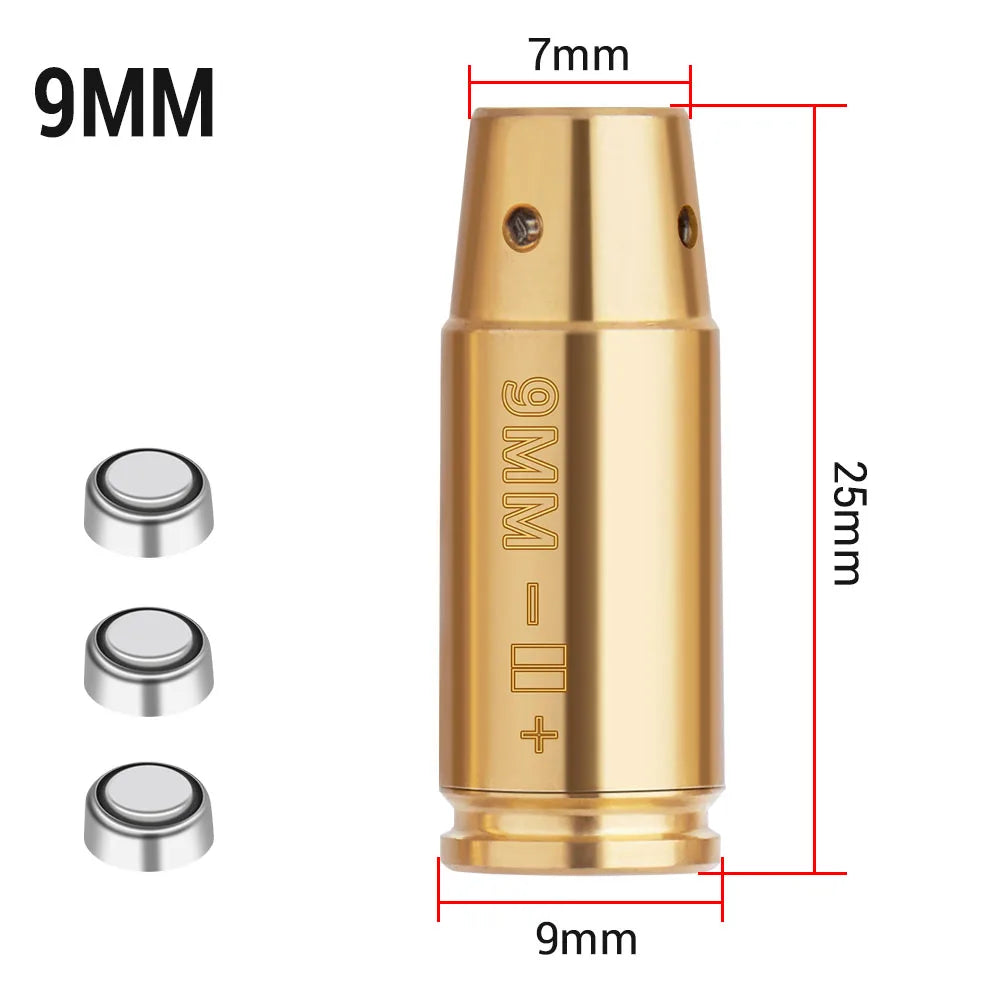 Red Dot Laser Brass Boresighter CAL .223/5.56/9mm/308/7.62/.45/30-06 Cartridge Boresight for Rifle Scope Hunting Gun Accessories