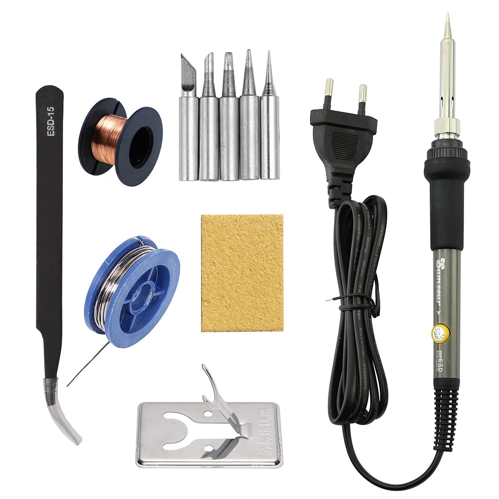 Sumsour Electric Soldering Iron 60W 220V / 110V Adjustable Temperature Welding Rework Solder Repair Tools Kit