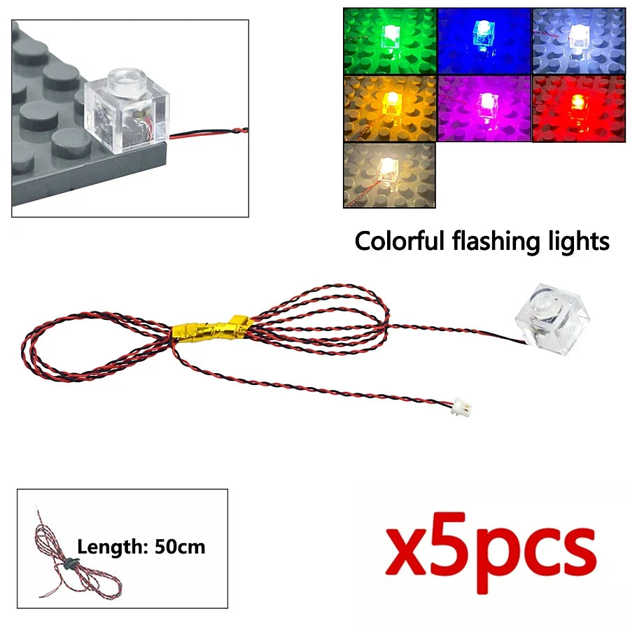 DIY 0.8mm Pin 1x1 1x2 1x4 Length 50cm SMD LED 2835  Remote Control Building Block Flash Lamp City Street Light Bricks