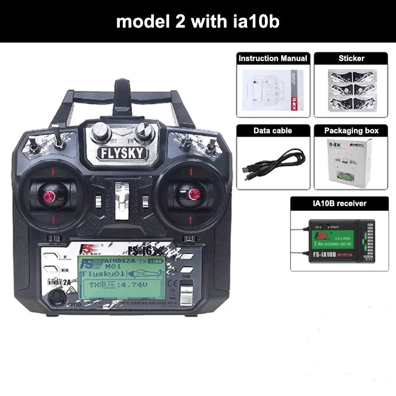 FLYSKY FS-i6X 10CH 2.4GHz RC Transmitter with iA6B iA10B Receiver for RC FPV Racing Drone