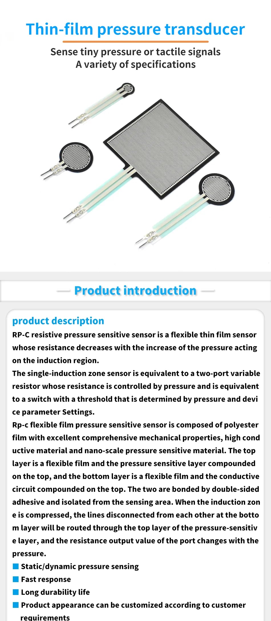 FSR400 FSR402 FSR406 Force Sensitive Resistor 0.5 inch For Arduino compatible Force Sensing Resistor