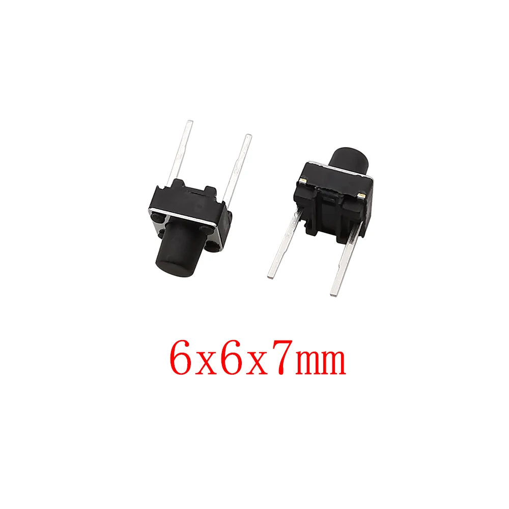 50Pcs 6x6mm Tactile Tact Micro Mini Push Button Switch PCB Panel Momentary Self-reset DIP 2 Pin Tact Switch 6x6x4.3/5/6/7/8/9mm