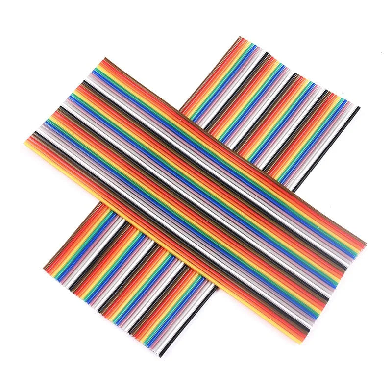 Rainbow Dupont Flat Ribbon Cable 1.27mm Pitch 1 Meter Length 6P‑64P Multi Pin Counts Compatible for FC Dupont Connector
