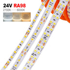 5mm 8mm Led Strip Light RA98 10mm PCB 2700K 3000K 3500K 4000K 5000K 6000K 5m 10m 24V 2835 120 240 LEDs Flexible Tape Lighting