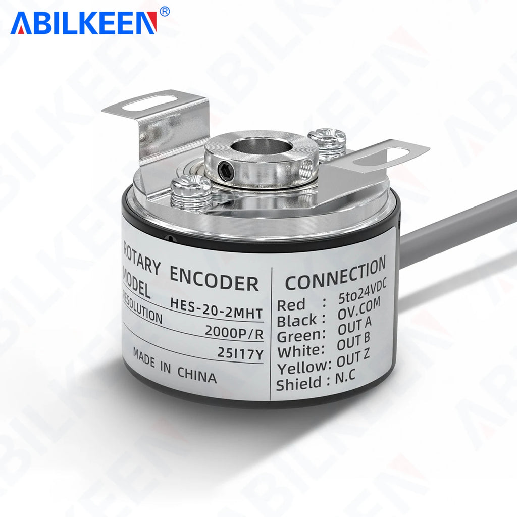 ABILKEEN HES-2M Incremental Rotary Encoder 100~2500PPR Available 38MM Magnetoelectric Rotary Encoder 8MM Semi-Hollow Shaft
