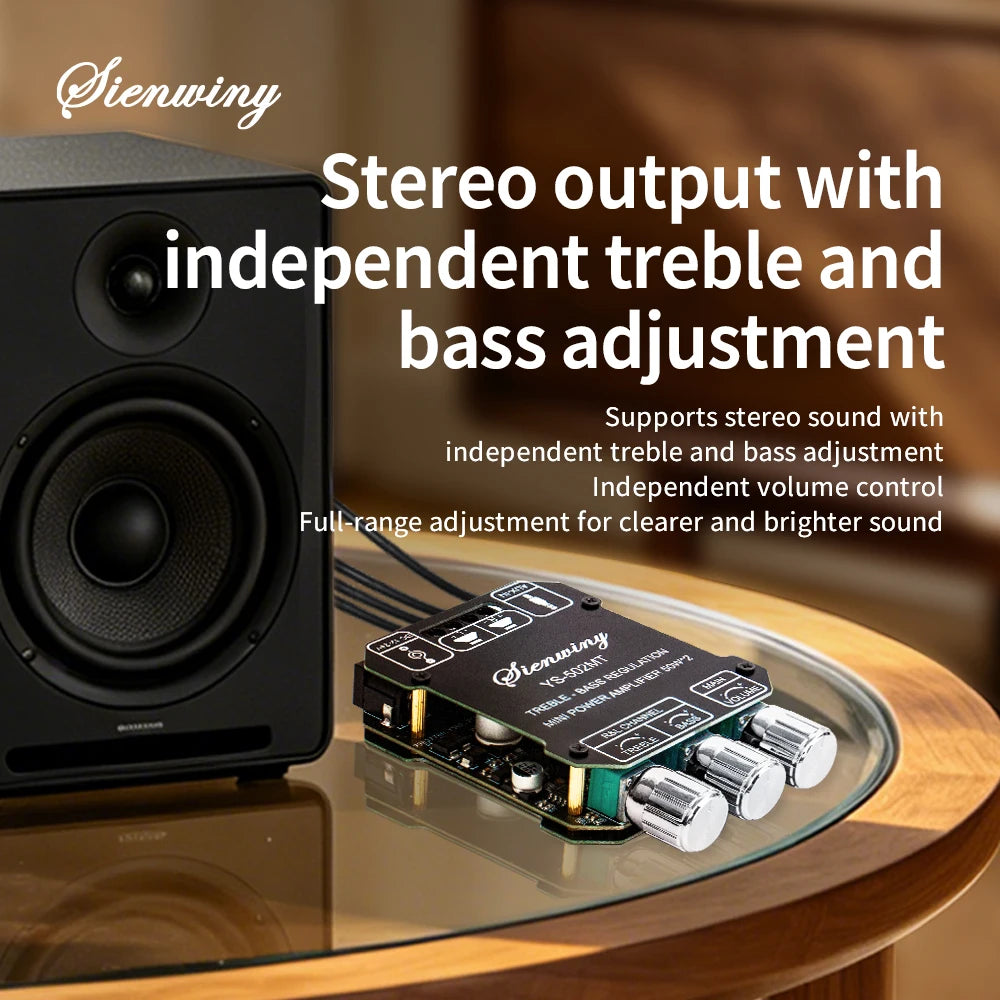 YS-502MT Bluetooth Audio Amplifier Board 2.0 Channel 100W Mini Hi-Fi Stereo Power Amp Module DC 12-24V For Speakers