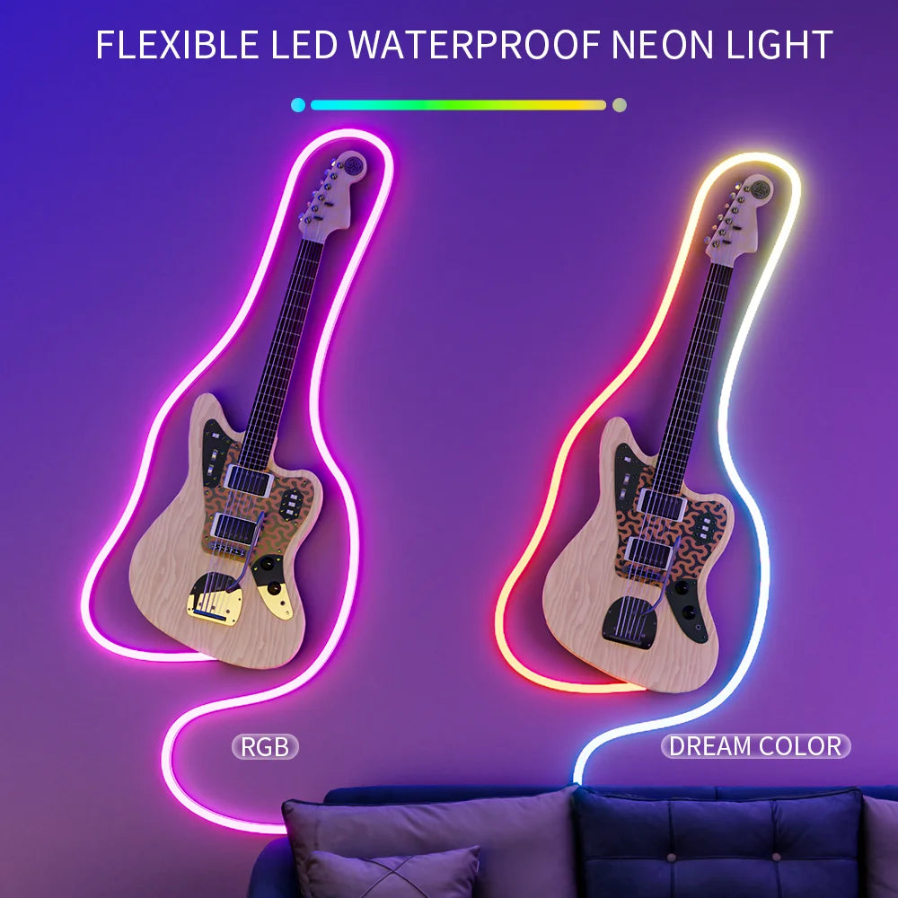 Dream Color LED Neon Strip WS2811 5050 RGBIC P67 Waterproof   Addressable Smart IC Flexible Light Tape for Room DIY DC12V/24V