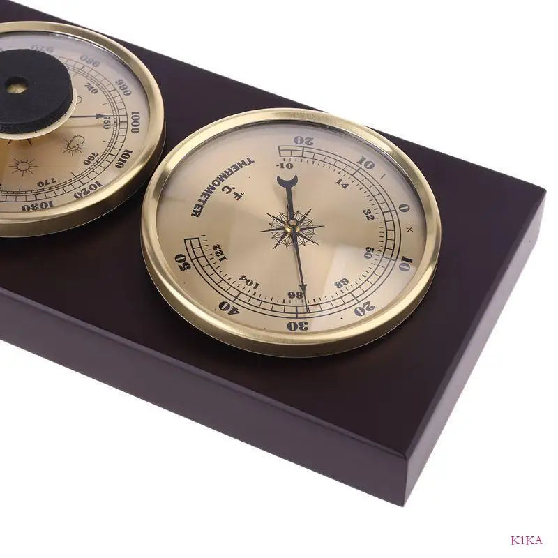 K1KA 3Pcs/Set Barometer Thermometer Hygrometer with Wooden Frame Base