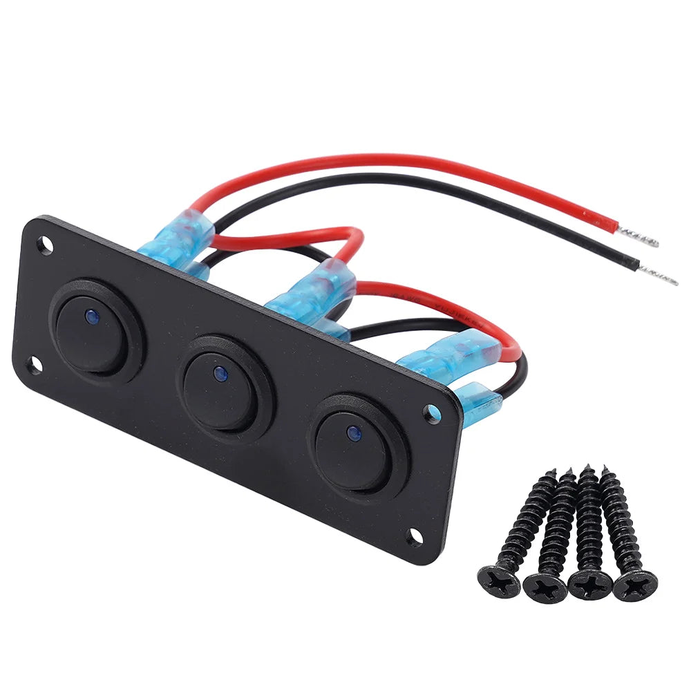 1-4 Gang Toggle Switch Panel 12V USB Car Boat Marine RV Truck Blue LED Styling Accessories Marine Rocker Switch Universal
