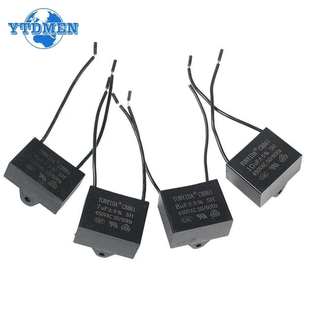 1/2/5PCS CBB61 Motor Run Capacitor 450V AC Fan Capacitors 0.8/1/1.2/1.5/1.8/2/2.5/4/5/6/8/10UF for Ceiling Fan & Air Conditioner