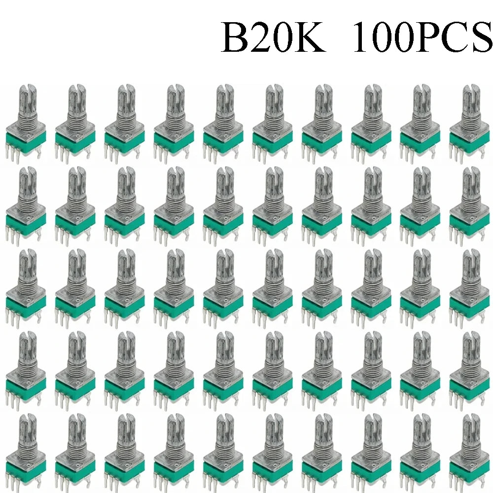 100PCS RK097 Precision Linear Potentiometer Vertical Single Link Shank 15mm D axis B2K B10K B20K B50K B100K B500K B1M
