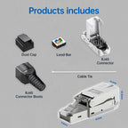 CAT8 STP RJ45 Connector CAT7 CAT6A Reusable Ethernet Termination modular Plug Shielded Modular Zinc alloy Field Termination Plug