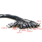 1PC USB 2.0 Female B Micro USB Mini USB Type-C Male to 5 Pin Female Bolt Screw Connector with Shield Terminal Plug Adapter Cable