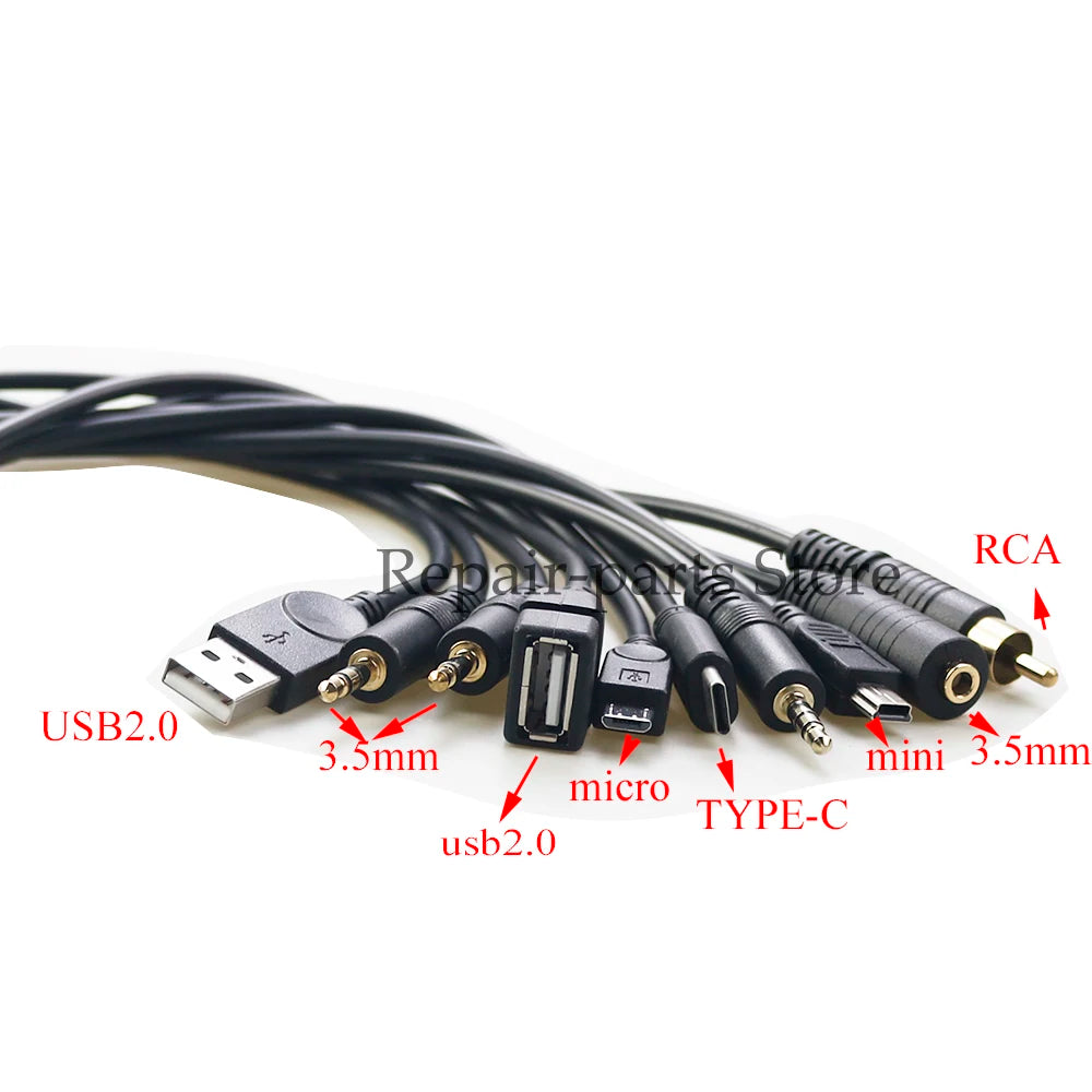 1PC USB 2.0 Female B Micro USB Mini USB Type-C Male to 5 Pin Female Bolt Screw Connector with Shield Terminal Plug Adapter Cable