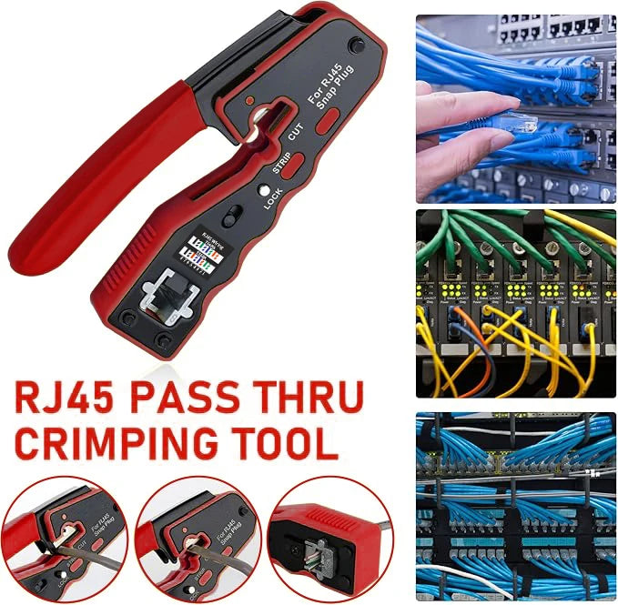 RJ45 crimping tool kit Ethernet crimper and tester for Cat5e Cat6 Cat6a 8P8C modular connectors