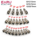 GX12 GX16 GX20 Aviation Connector Plug Socket Circular Connector 2 3 4 5 6 7 8 9 10 12 Pin 12/16/19mm Cable Wire Male Female