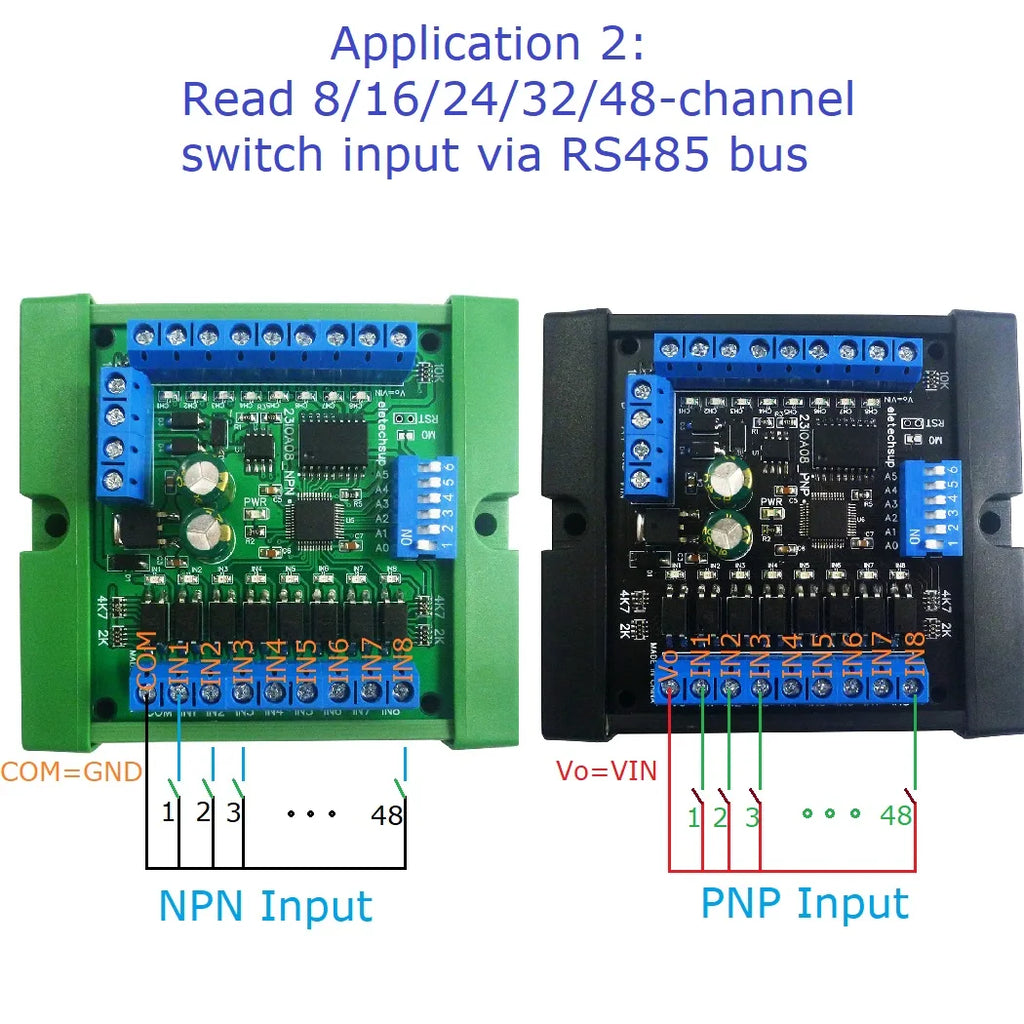 32CH RS485 IO Master-Slave Remote Control Switch Board NPN/PNP Isolation Input 300MA MOS Output Modbus RTU PLC Expansion Module