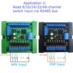 32CH RS485 IO Master-Slave Remote Control Switch Board NPN/PNP Isolation Input 300MA MOS Output Modbus RTU PLC Expansion Module