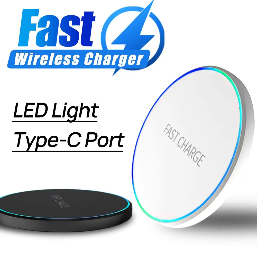 LED Light Mini Wireless Charger Pad For iPhone 17 16 15 14 13 12 Samsung S25 S24 S23 Xiaomi AirPos 4/3 Pro Fast Charger Station