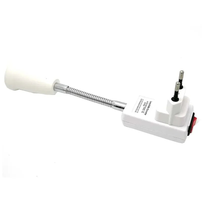 2PCS Flexible Tube E27 to EU UK US Plug Lamp Holder Converter Australia Rotary LED Light Base Bulb Socket With Switch