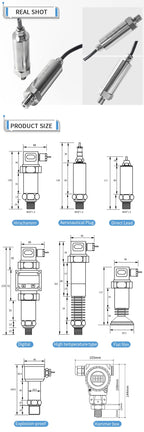 G1/4 Pressure Sensor 4-20mA 0-10V 0-100bar Direct Lead Pressure Transducer IP67 Direct Lead Pressure Transmitter 400bar 50bar