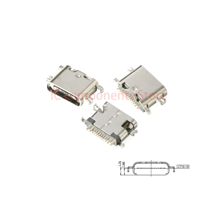 10Pcs USB Connector Type C Female Charging Port Jack 2/6/16 Pin Type-C Socket PCB Soldering SMD SMT DIY Repair Type C Adapter