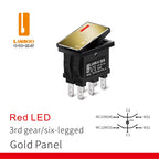 LANBOO 14mm*9mm Series 7Amp High Current Rocker Switch ON-OFF-ON 2/3Position 4/6Pin KCD1  With Red/Green Light  12V24V220V