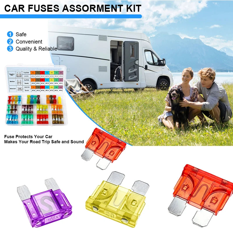 AGASHE 1‑40AWG Inline Blade Fuse Holder 30PCS Blade Fuse Kit Auto RV Truck Boat Marine Vehicle Circuit Protection Replacement