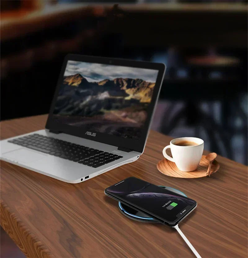 Phone Acrylic Metal Wireless Charger Station Led Light for iPhone 16 15 14 13 12 Pro Max Samsung S24 Xiaomi Mini Fast Charging