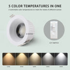 Recessed Round LED COB Ceiling Spot Light 5 CCT Switchable/ Tuya BLE/ Zigbee/ DALI Fixtures Lighting Indoor Smart Lamp Lighting