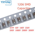 50PCS 1206 47PF 50V 100V 250V 500V 1000V 2000V 3000V ±5% 470J C0G NPO SMD Chip Multilayer Ceramic Capacitor