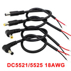 30cm DC Power Cord 5.5*2.1 / 5.5*2.5 Male Plug Connector Charging Cable 90 Degree Right Angle Adapter Power Extension Cord DIY