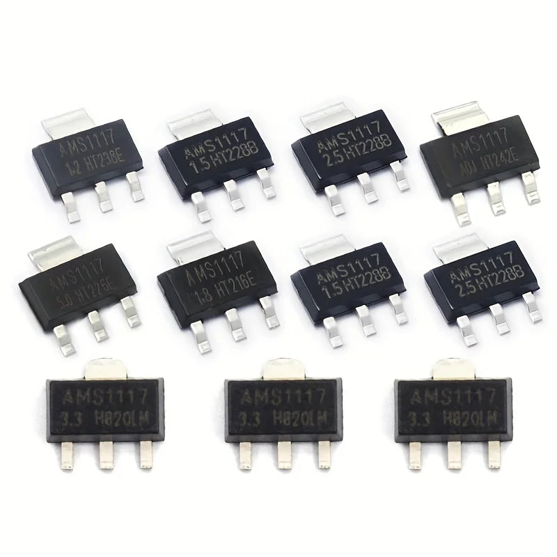 SMD Voltage Regulator Assortment SOT89 SOT223 TO252 LDO AMS1117 2.5V 1.2V 1.8V 3.3V 5V, 6V, 8V, 9V, 12V, 15V, 100mA, ADJ KIT Set
