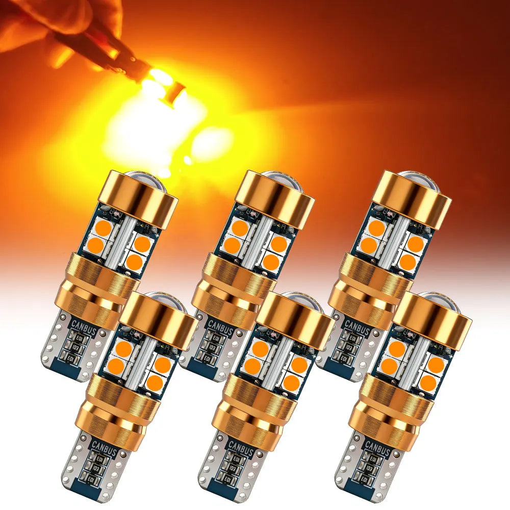 2/6/10PCS LED Signal Light Bulb Package 3030 12V 24V DC Orange Amber 158 175 Position 2821 Parking 2827 2525 T10 Car Truck Bulbs