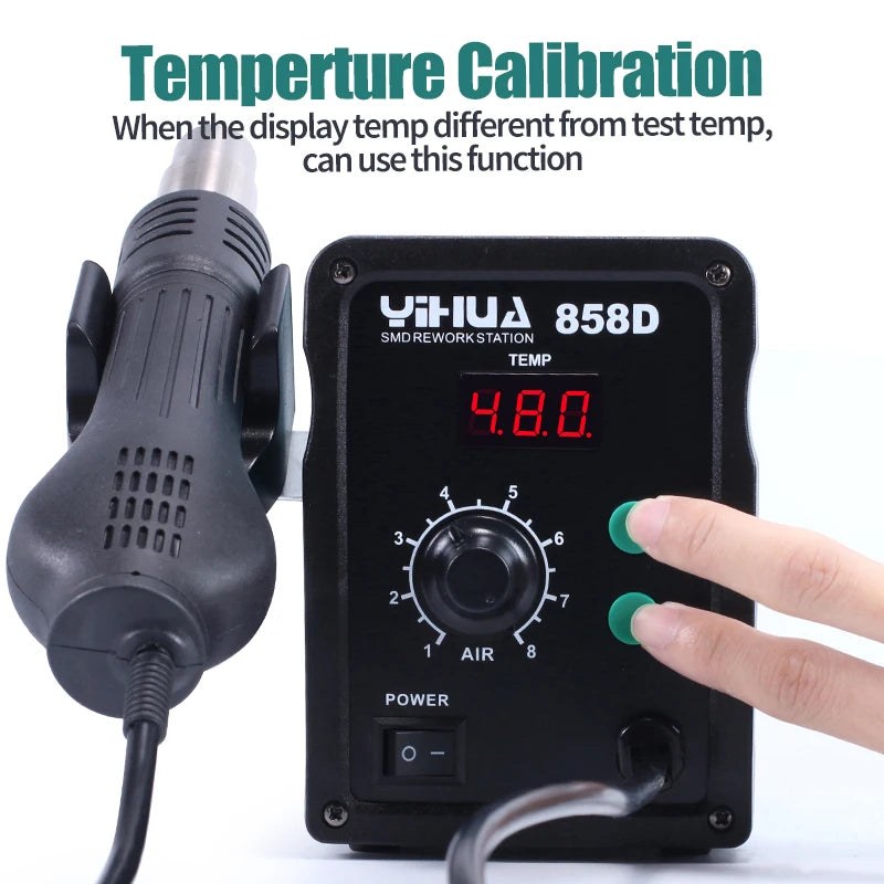 YIHUA 858D 700W Hot Air Soldering Station 110/220V Rework Station Portable Heat Gun for SMT Welding & Repair New Used Condition