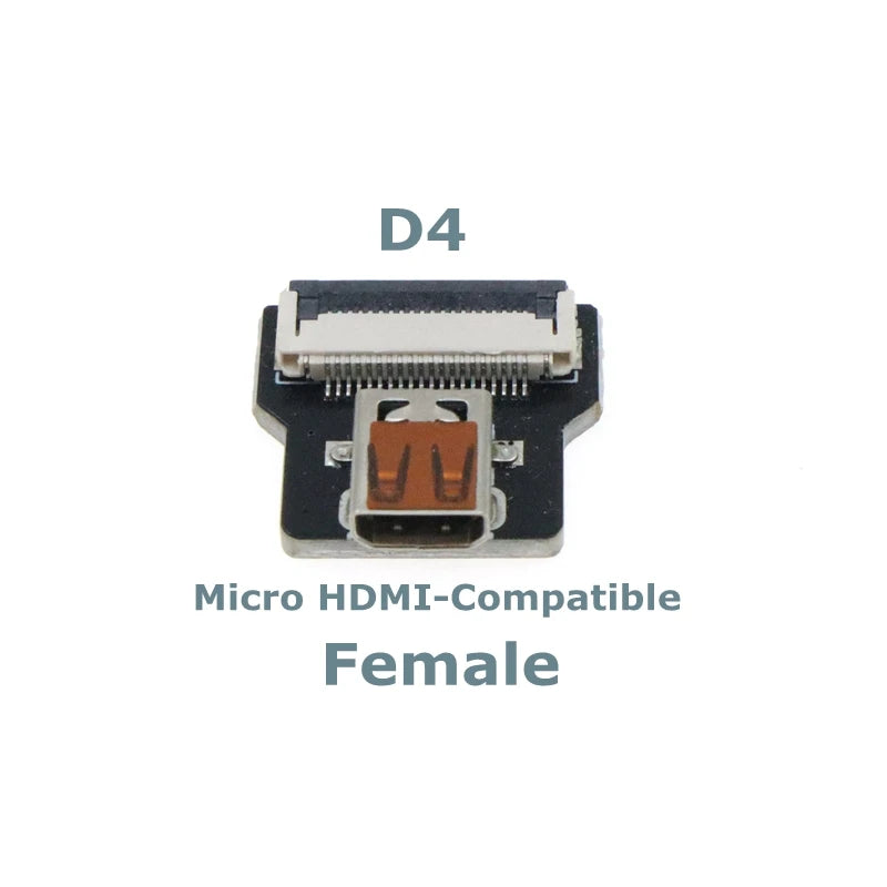 Ribbon FPV HDMI-Compatible Connector Flexible Flat Cable Raspberry Pi 4 Micro HDMI to HDMI/Mini HDMI Female 90 Degree FFC 20pin