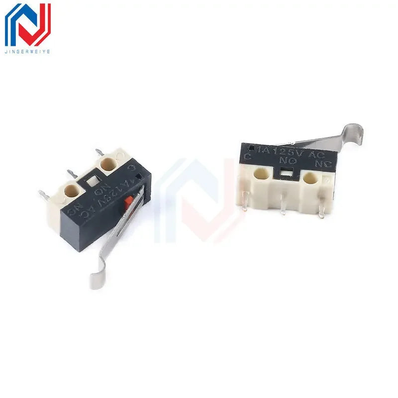 10Pcs Mini Micro Limit Switch NO NC 3 Pins PCB Terminals SPDT 1A 125V Roller Arc Lever Snap Action Push Microswitches