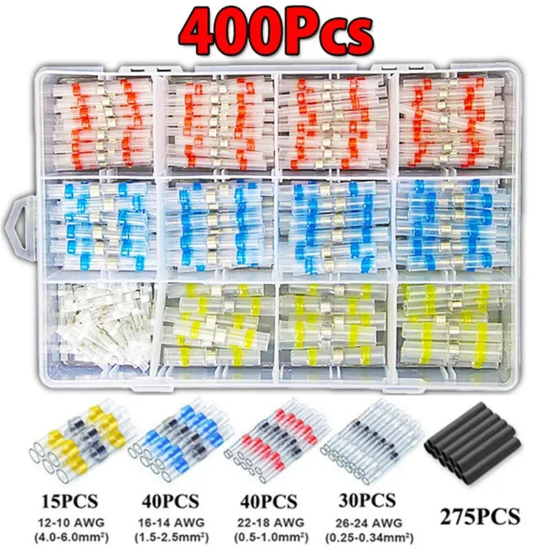 Heat Shrink Butt Connectors Waterproof Solder Seal Insulated Ring Wire Terminal Electrical Cable Splice Auto Marine Wiring Repai