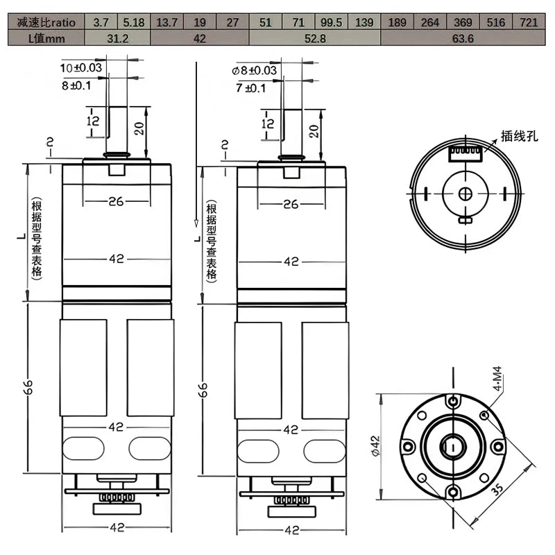 12V24V PG42-775 High Torque Planetary Gear Motor with Encoder 42mm Low RPM Reducer CCW/CW Electric Engine RC Roller Gate Gearbox