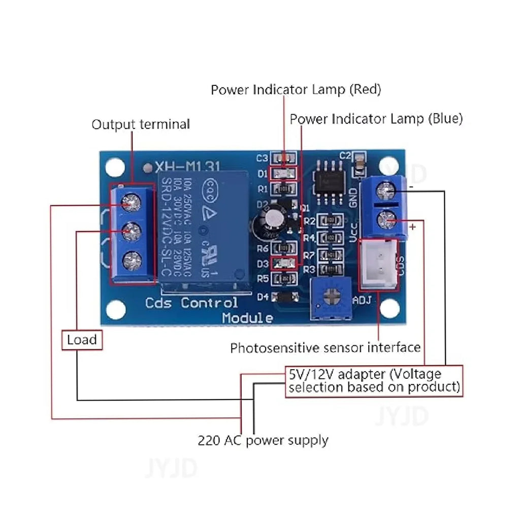 XH-M131 DC 12V 10A Light Control Switch Photoresistor Relay Module Detection Sensor brightness Automatic Control Module