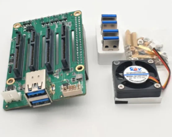 QUAD SATA KIT FOR RASPBERRY PI 4 Easily build your own NAS Network Storage Server KI