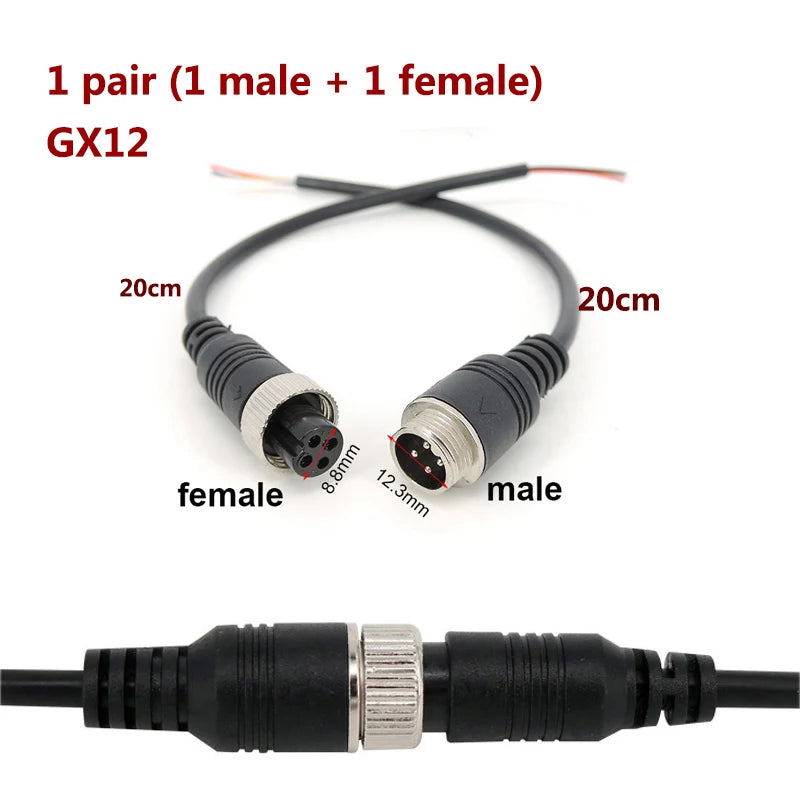 1/3/5/10/15/20M 4 Pin core male to female Aviation Extension Video connector power Cable for car Truck Bus Monitor Camera wire
