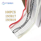 100PCS Schottky Diode DO-41 1N5819 1N5817 1A 20V-40V Electronic Components Rectifier Diode for Diy Electronic Kit