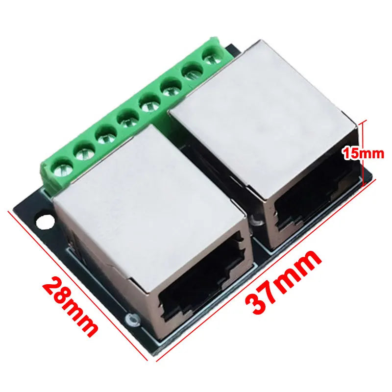 2 Ports RJ45 Female to 3.5mm 8P Screw Terminal Ethernet Adapter Board LAN Port Wiring Terminal Breakout Module