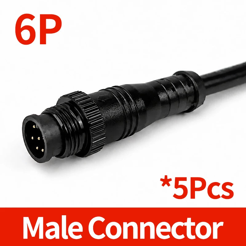 5PCS M12 Metal Panel Mount Connector IP65 Waterproof 2 3 4 5 6 8 Pin Male Female Socket Plug Pigtail Wire Industrial Cable