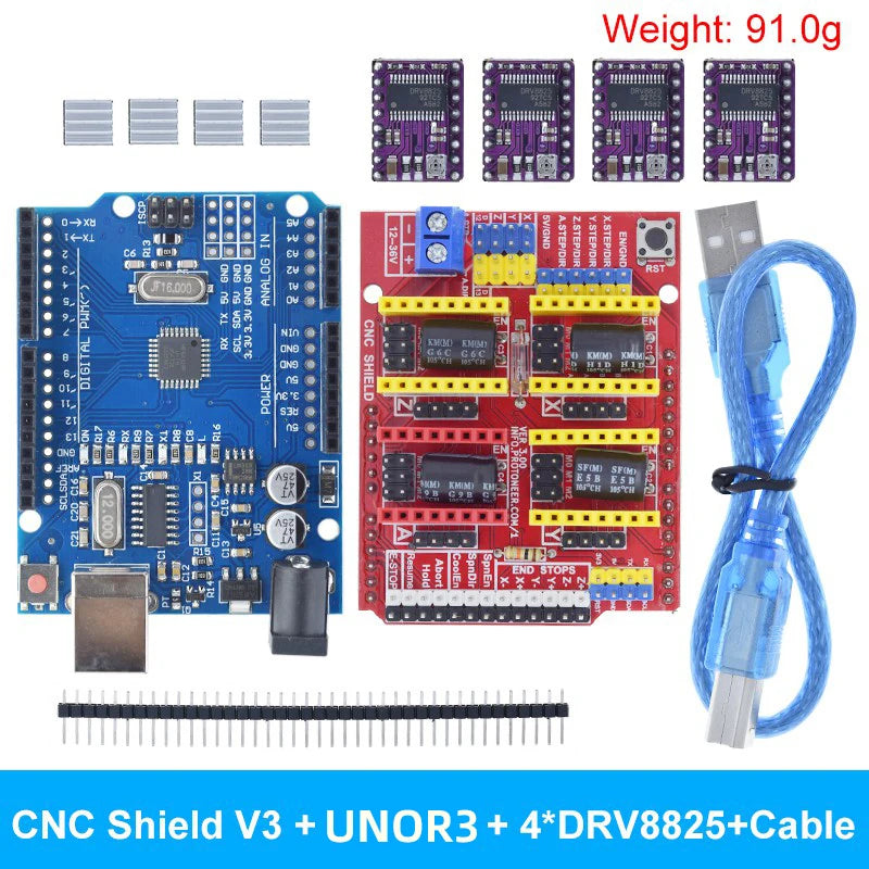TZTUNO R3 Shield V3 Engraving Machine 3D Printe+ 4pcs DRV8825 Or A4988 Drive Expansion Board For Arduino With USB Cable